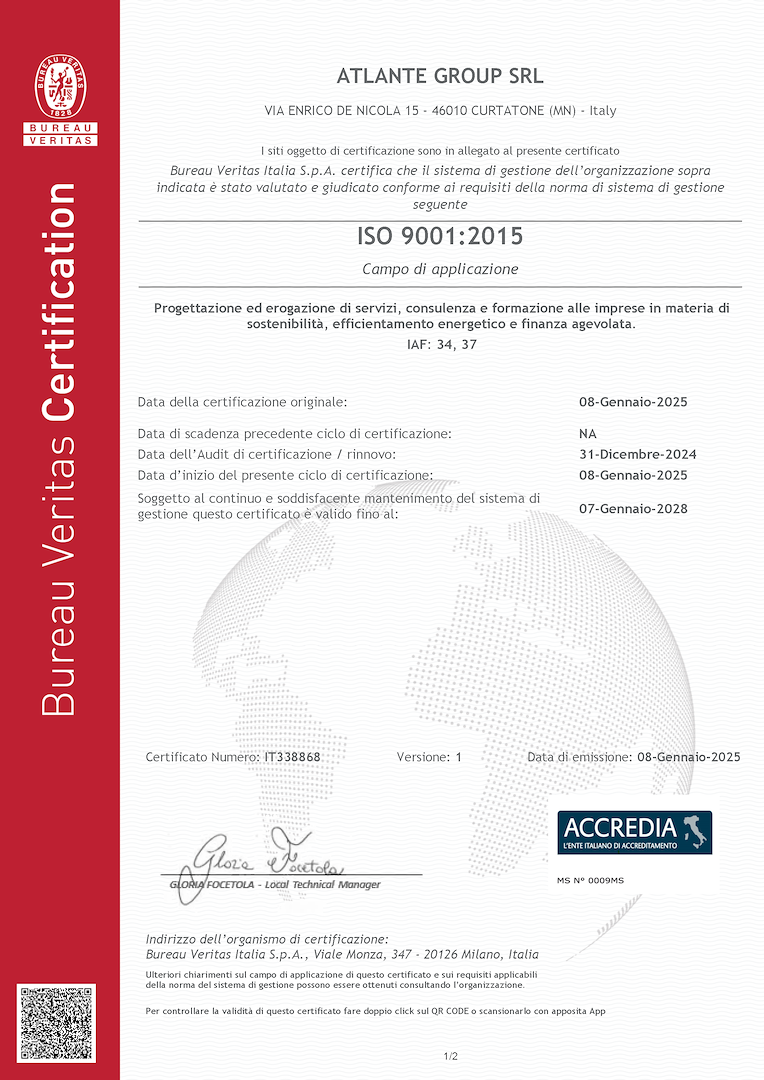 Siamo certificati ISO 9001:2015!