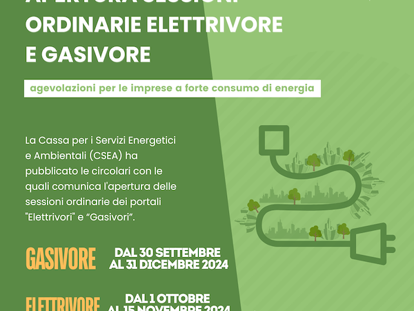 Aperte le sessioni per agevolazioni imprese elettrivore e gasivore